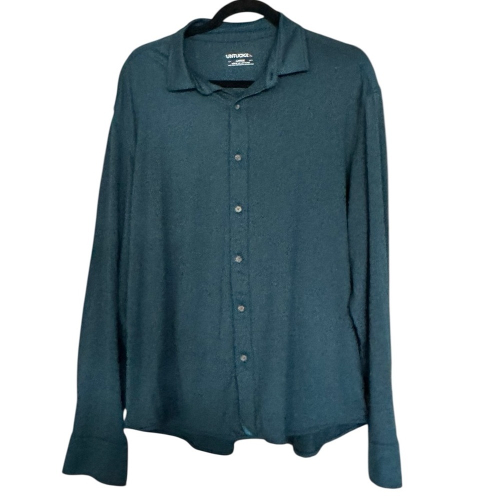 UNTUCKit Performance Button Down Shirt Teal Large Stretch Casual Workwear A23